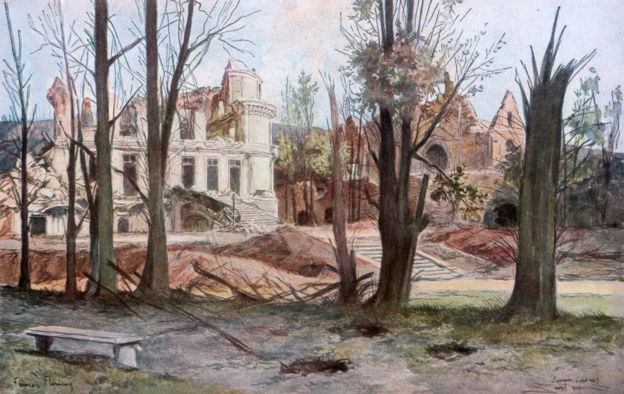 Bir Evin Harabeleri, Soupir, Birinci Dünya Savaşı, Nisan 1917. by Francois Flameng