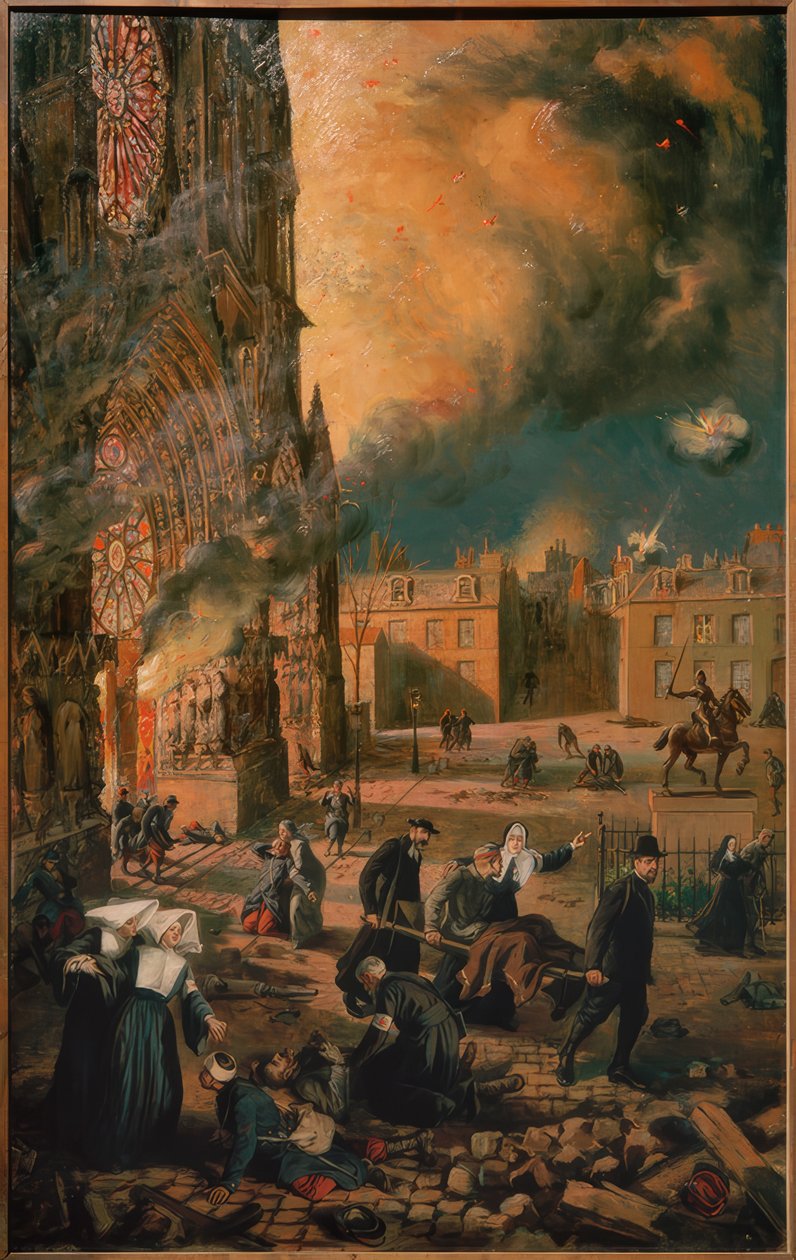 Reims Katedrali yanıyor by Francois Fournier Sarloveze