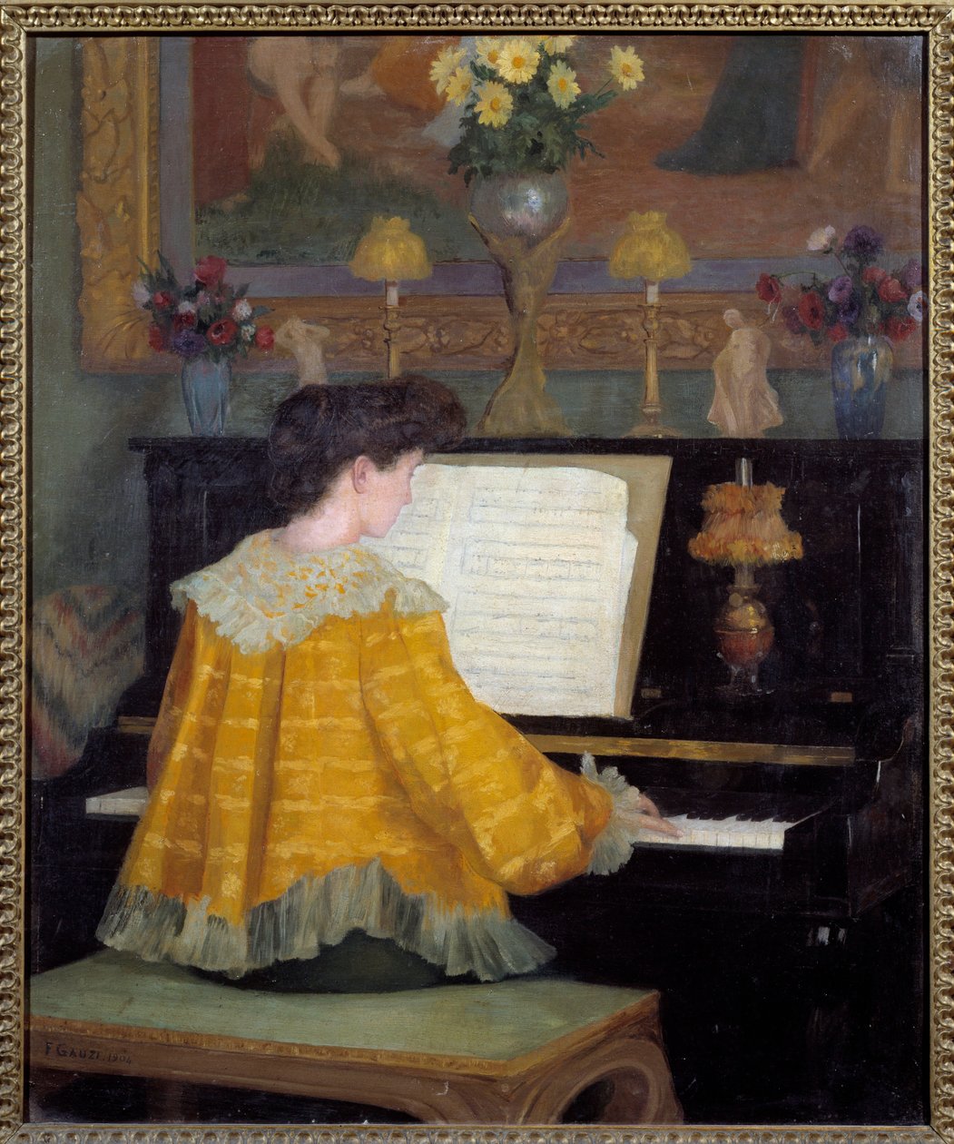 Piyanodaki Genç Kız Resmi Francois Gauzi (1862-1933) 1904 Toulouse, musee des Augustins - Piyanodaki Genç Kadın. Francois Gauzi