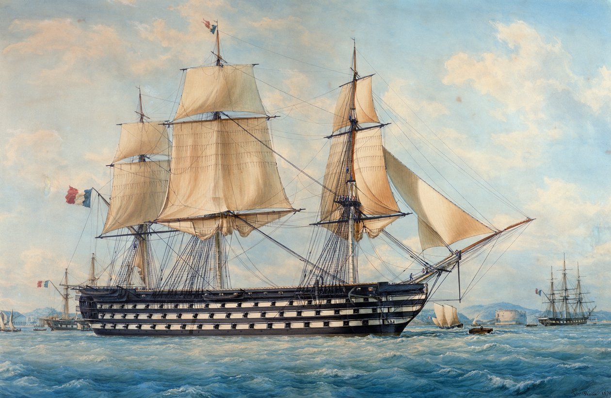 Montebello gemisi, Francois Roux (1811-1882), sulu boya, Fransa by Francois Geoffroy Roux