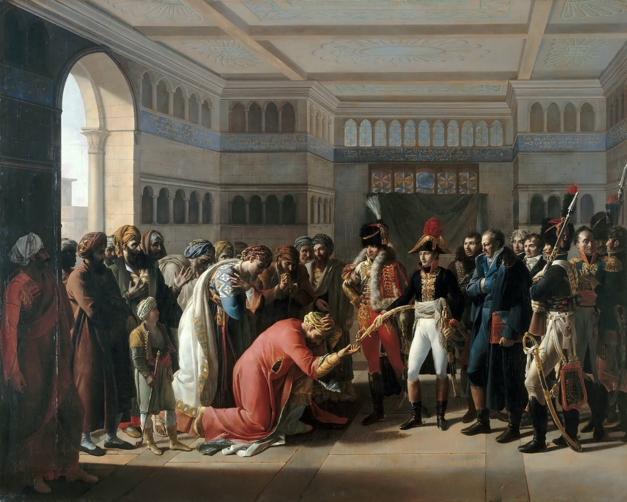 Bonaparte kılıcı İskenderiye askeri komutanına sunar, Temmuz 1798 by Francois Henri Mulard
