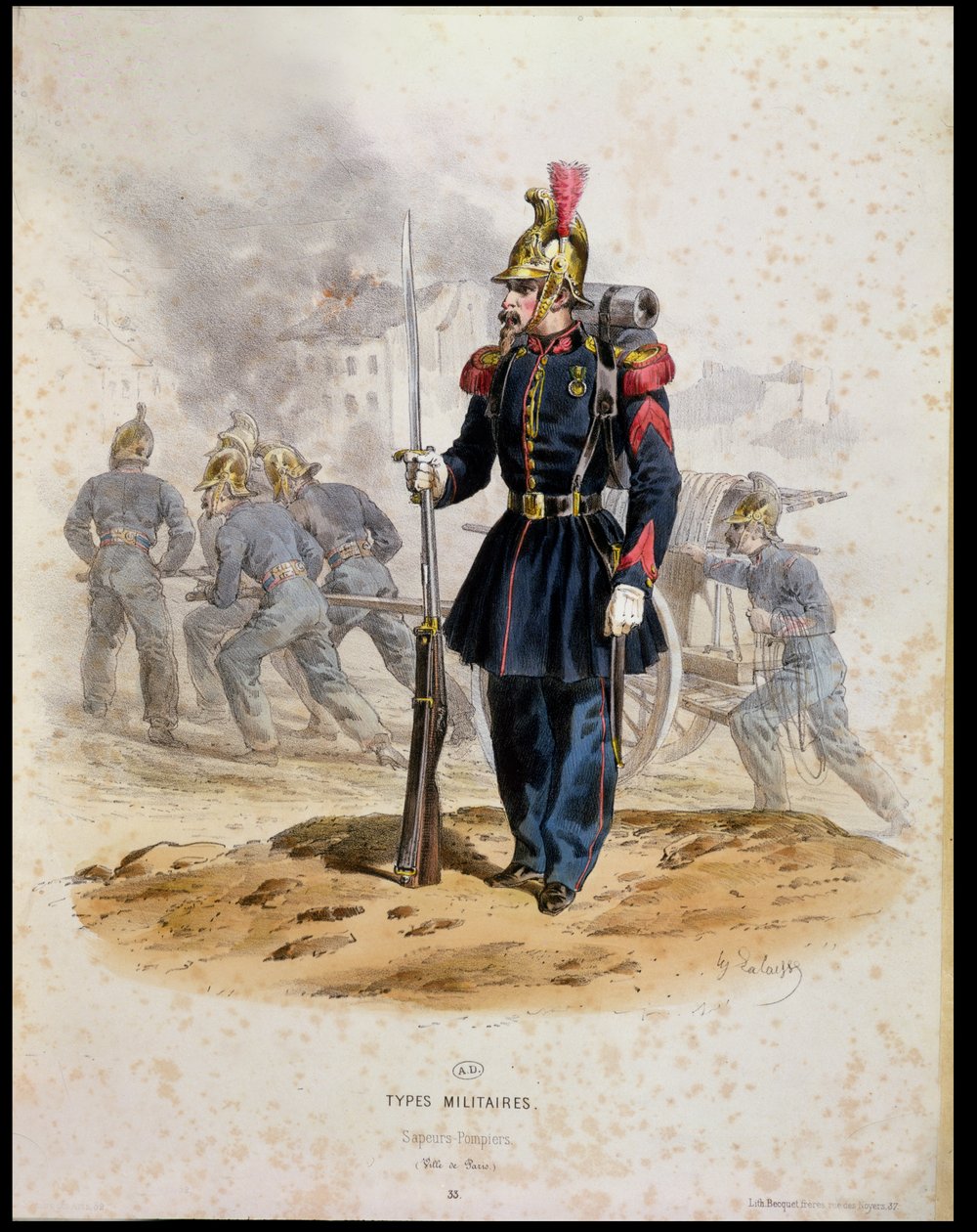 Paris İtfaiyeciler (Sapeurs-Pompiers) 1860 by Francois Hippolyte Lalaisse