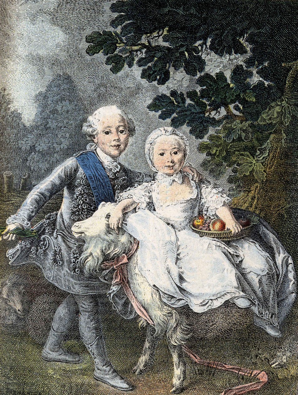 Artois Kontu çocuğu (gelecekteki Kral Charles X) (1757-1836) ve kız kardeşi Marie Clotilde Xavière (gelecekteki Sardunya Kraliçesi) (1759-1802) - 1764