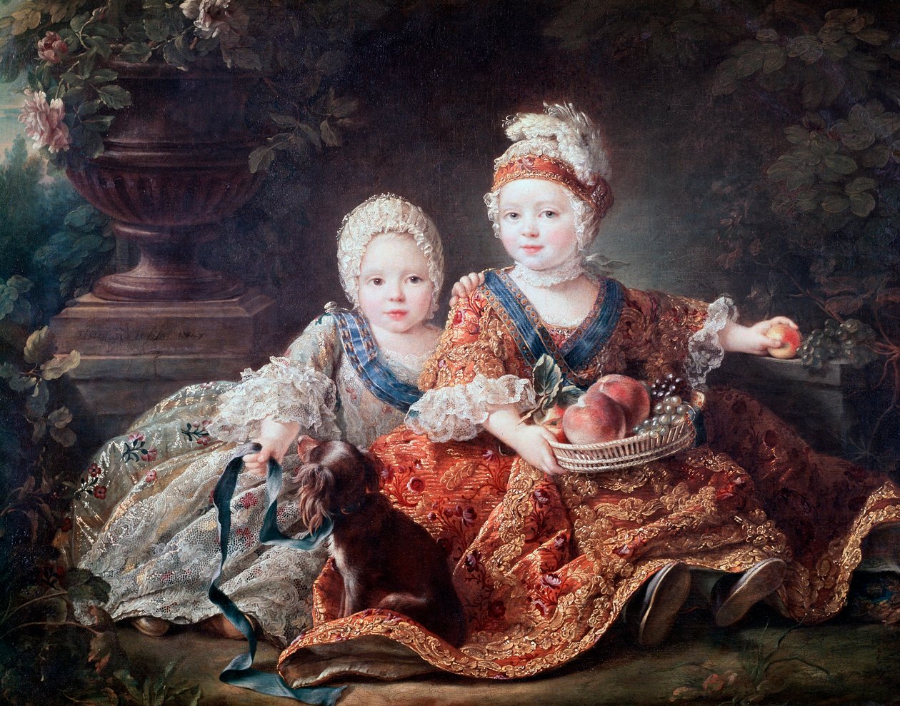 Berry Dükü (daha sonra Louis XVI) ve Provence Kontu (daha sonra Louis XVIII) çocukken by Francois Hubert Drouais