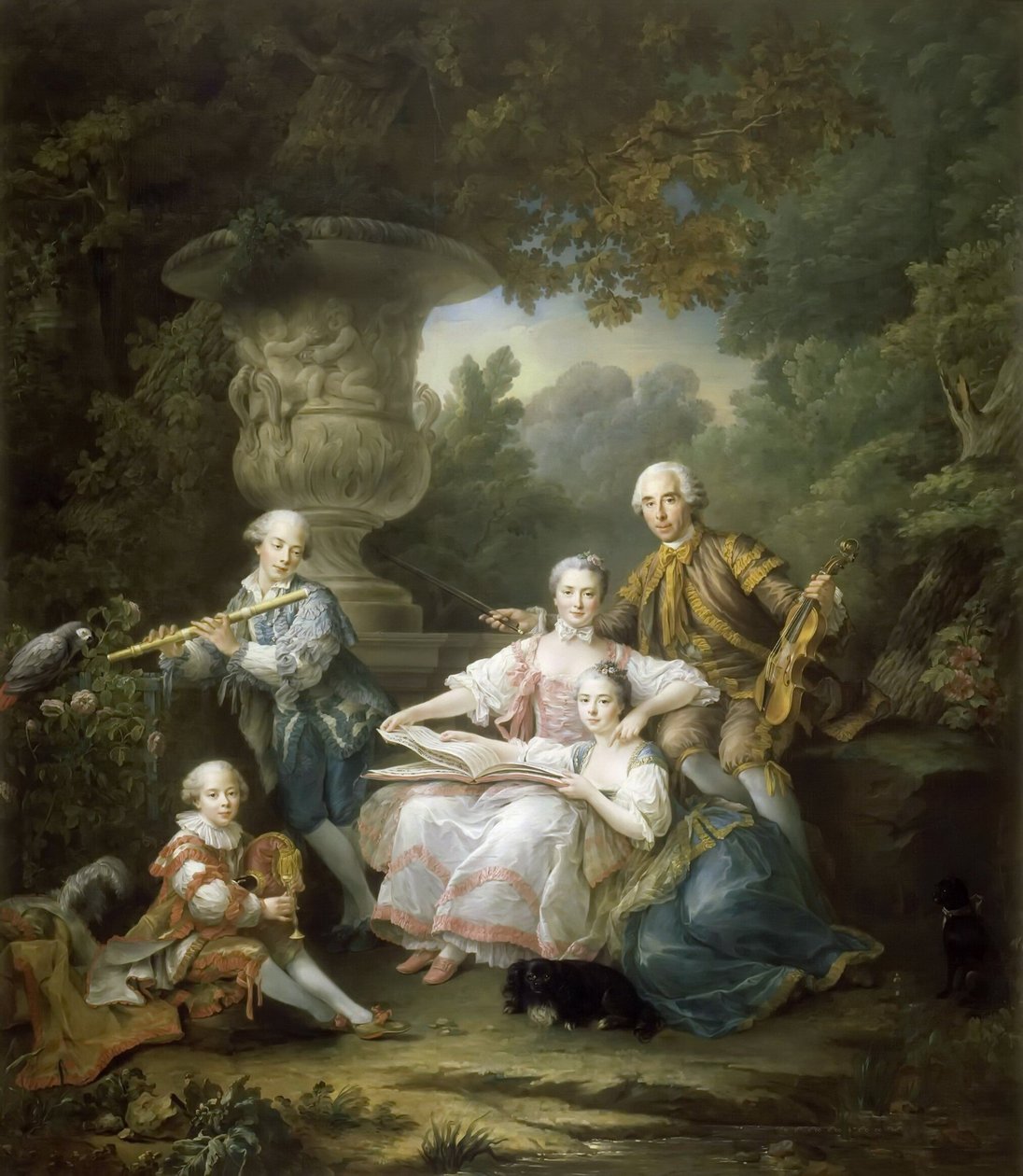 Ailesi ile Louis II du Bouchet de Sourches by Francois Hubert Drouais