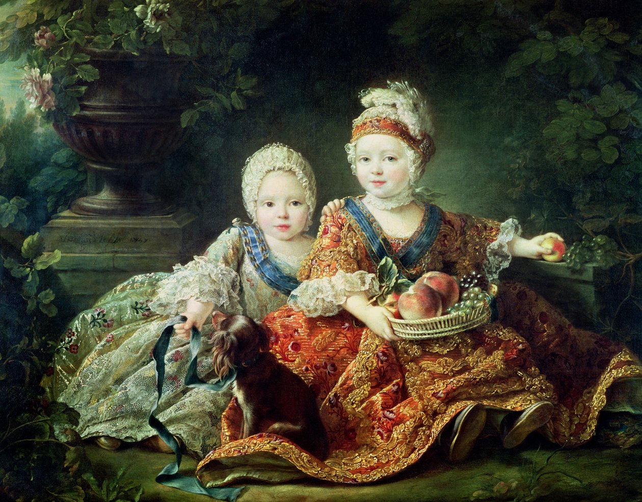 Louis de France (1754-93) duc de Berry ve Louis de France (1755-1824) Provence Kontu, geleceğin Kralları Louis XVI ve Louis XVIII, 1757 by Francois Hubert Drouais