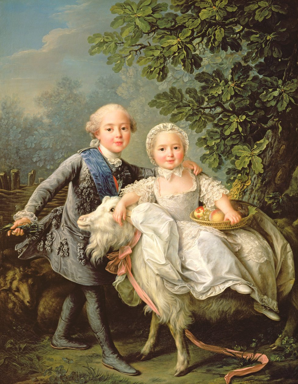 Fransa Charles Philippe (1757-1836) (daha sonra Charles X) ve kız kardeşi Marie Adelaide (1759-1802) (daha sonra Sardunya Kraliçesi) 1763