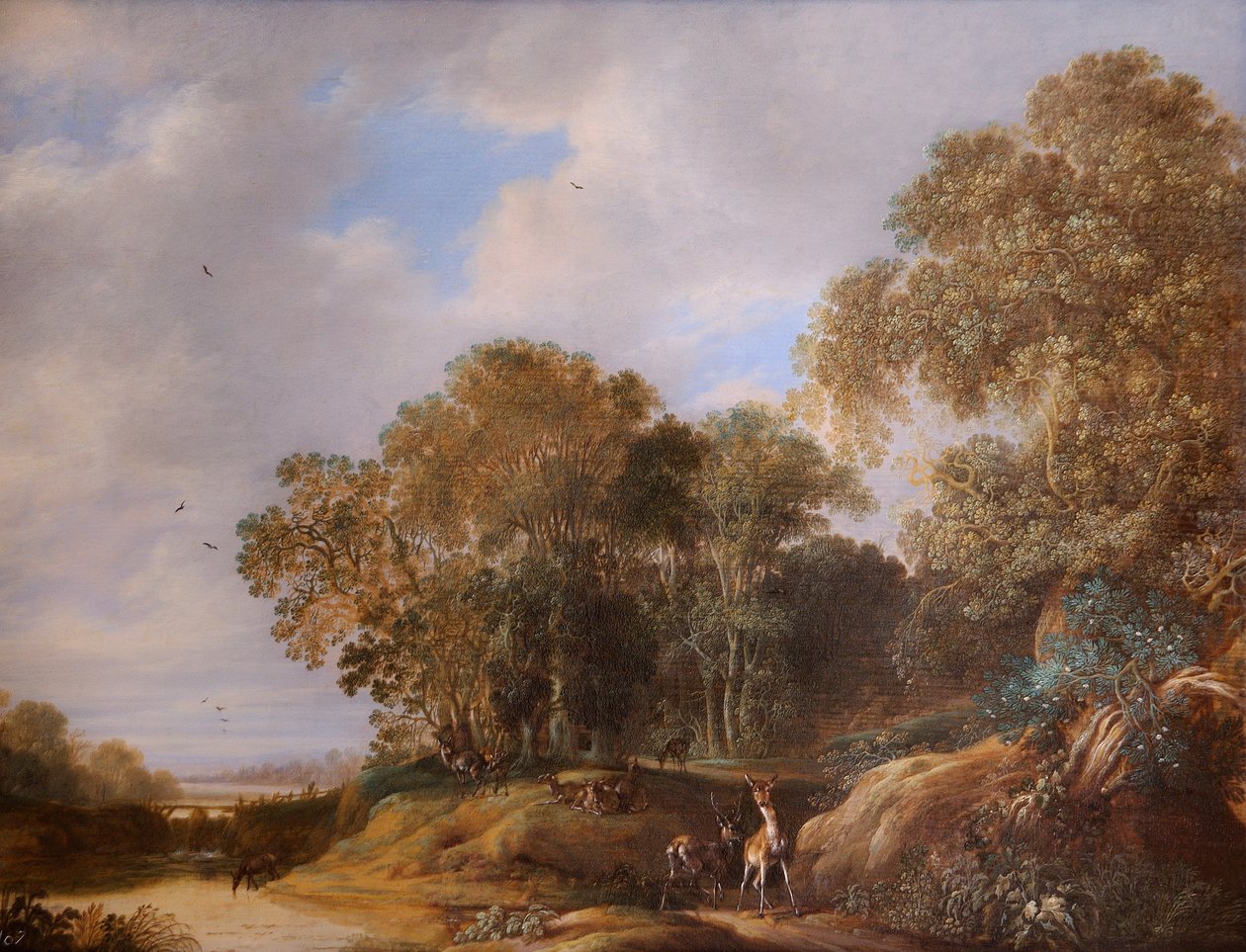 Geyikli Manzara (meşe panel üzerine yağlıboya) by Francois Knibbergen
