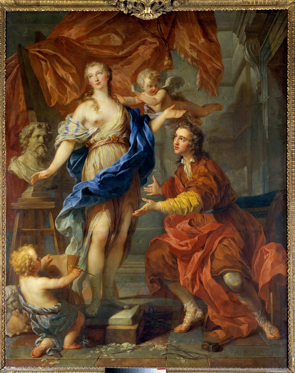 Pygmalion canlandırılmış heykelini görüyor Francois Le Moyne (1688-1737). 1729. Dim 2,12 x 1,68 m Turlar, Musee des Beaux Arts by François Lemoyne