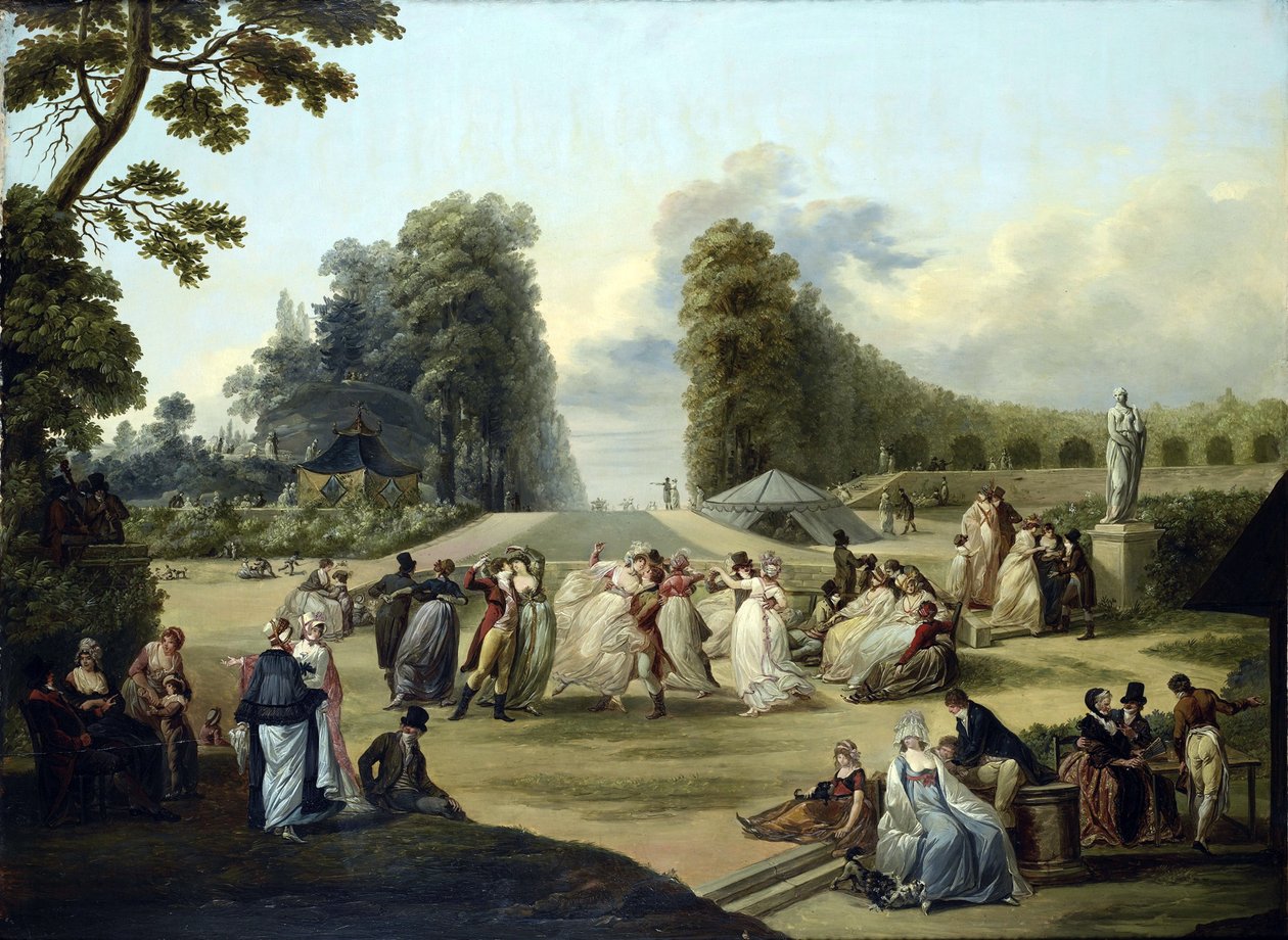 Tivoli Bahçelerinde Balo, Paris - Francois Louis Joseph Watteau (1758-1823) tarafından tablo by Francois Louis Joseph Watteau