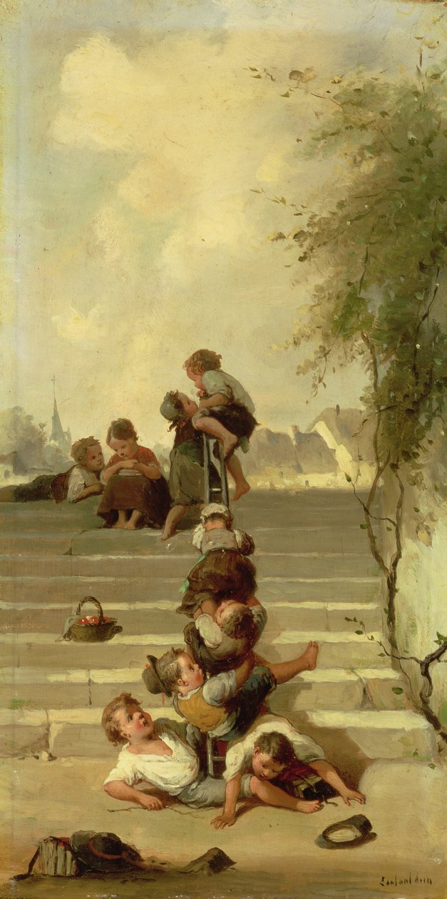 Slayt (tuval üzerine yağlı boya) by Francois Louis Lanfant de Metz