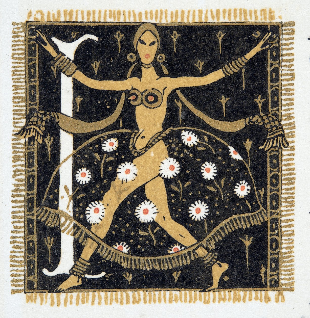 Personages de Comedie, pub'dan "L" harfi. 1922 (kalıp baskısı) by Francois Louis Schmied