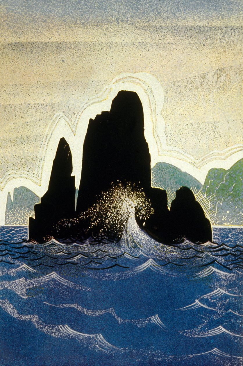 Homer tarafından Odyssey: Gortyne kayası, Theo Schmied tarafından oyulmuş, 1930-33 renkli taş by Francois Louis Schmied