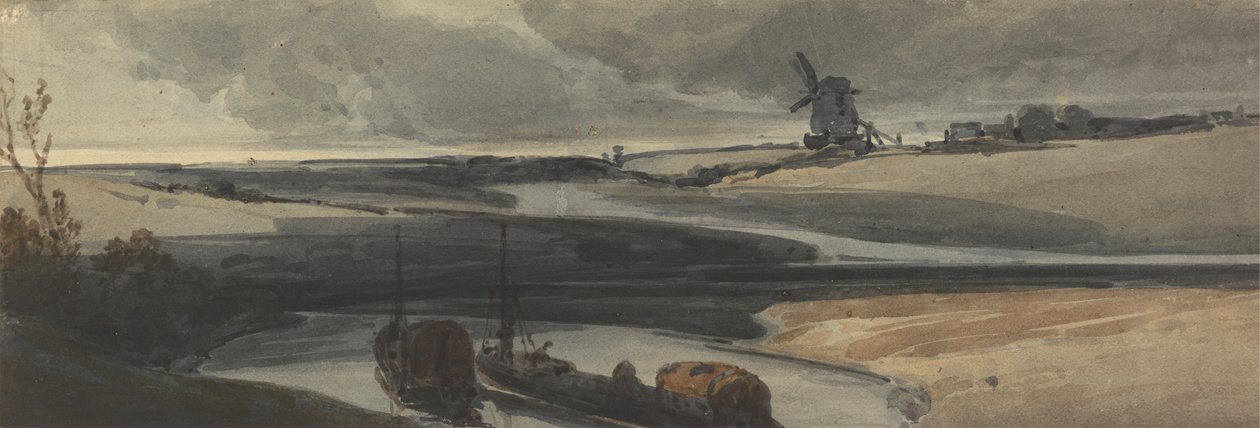 Bir Fransız Kanalı Sahnesi, 1810 (kağıt üzerinde wc) by Francois Louis Thomas Francia