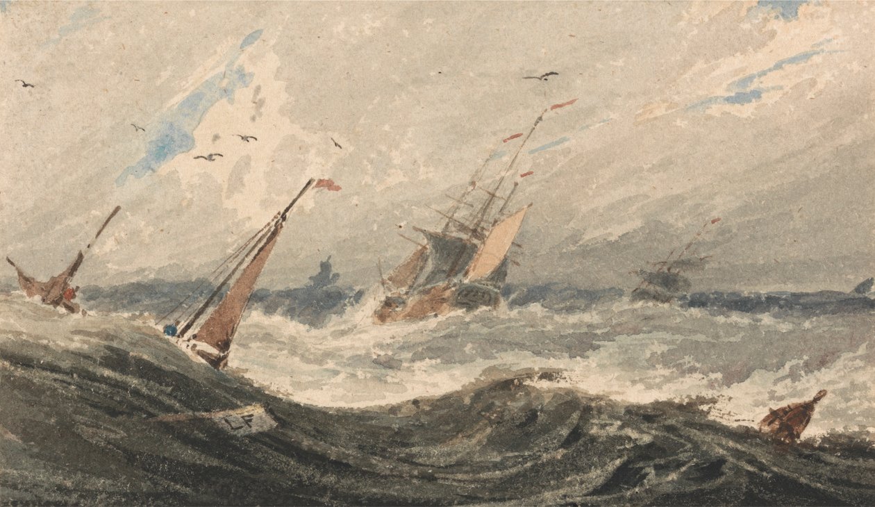 Fırtınalı Denizde Tekneler by Francois Louis Thomas Francia
