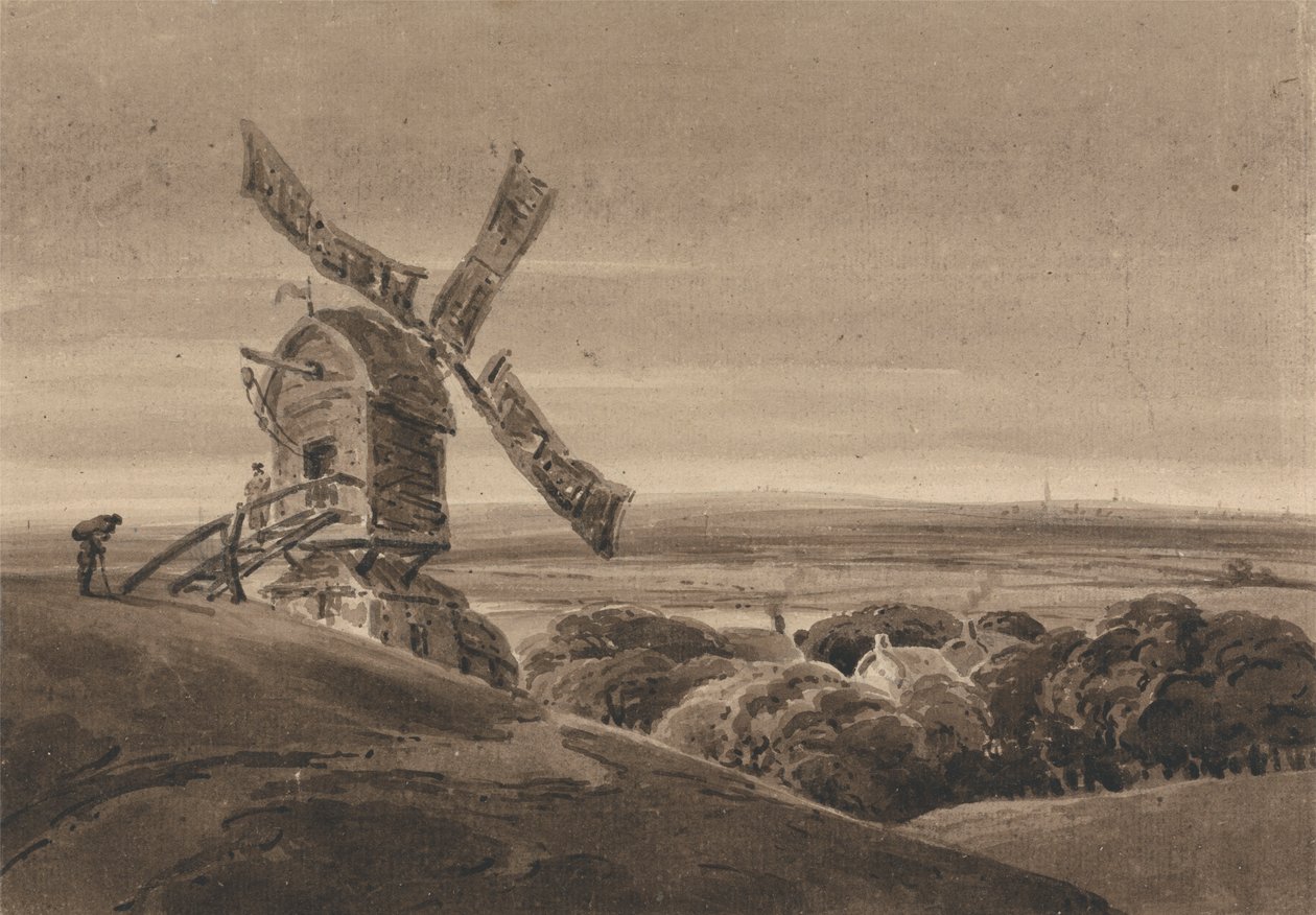 Yel Değirmeni ile Manzara by Francois Louis Thomas Francia