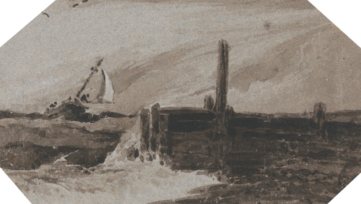 Fırtınalı Bir Denizde Limana Yaklaşmak by Francois Louis Thomas Francia