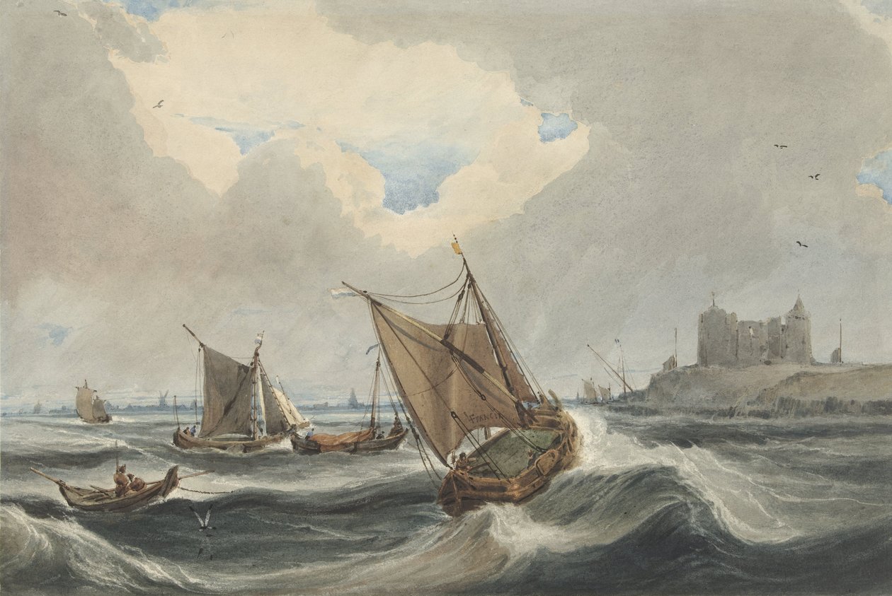 Vlissingen limanının önündeki gemiler by Francois Louis Thomas Francia