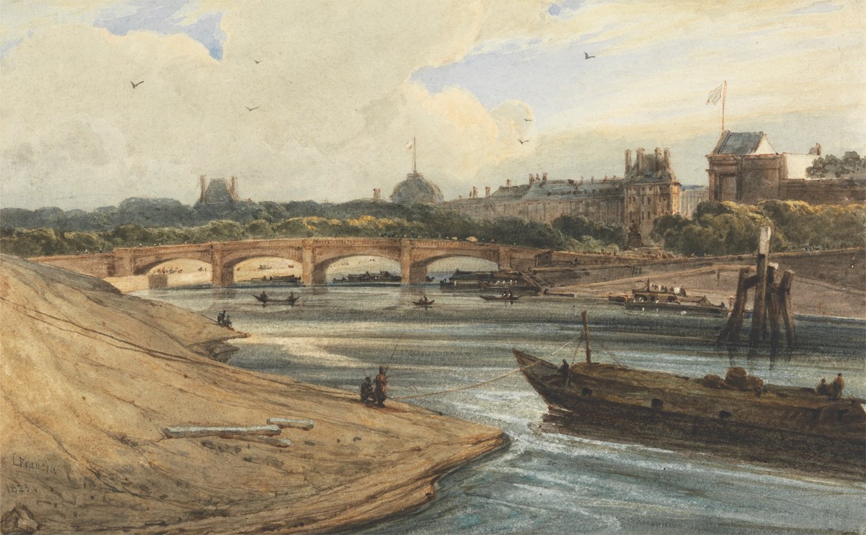 Cours la Reine'den Pont de la Concorde ve Tuileries Sarayı by Francois Louis Thomas Francia