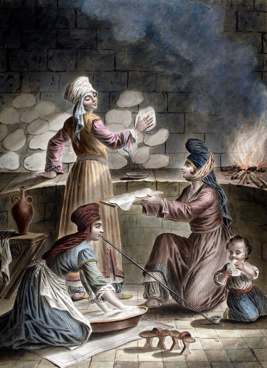 Türk kadınları ekmek pişiriyor - Türk kadınları ekmek pişiriyor - François Marie Rosset (1752-1824) by Francois Marie Rosset