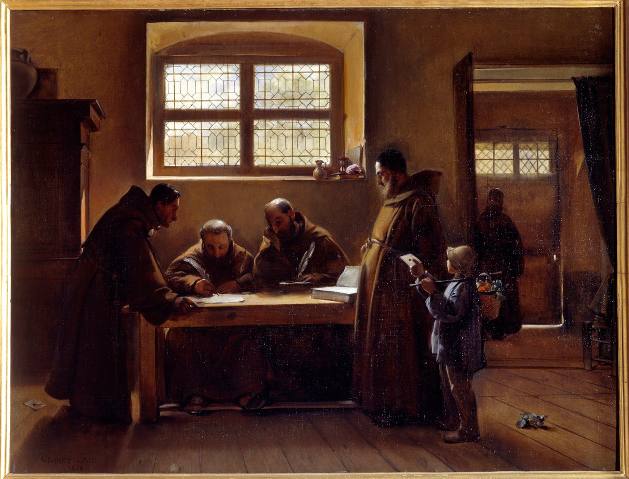 Capuchinler bir yazıyı yeniden yazıyorlar Resim Francois Marius Granet tarafından by Francois Marius Granet