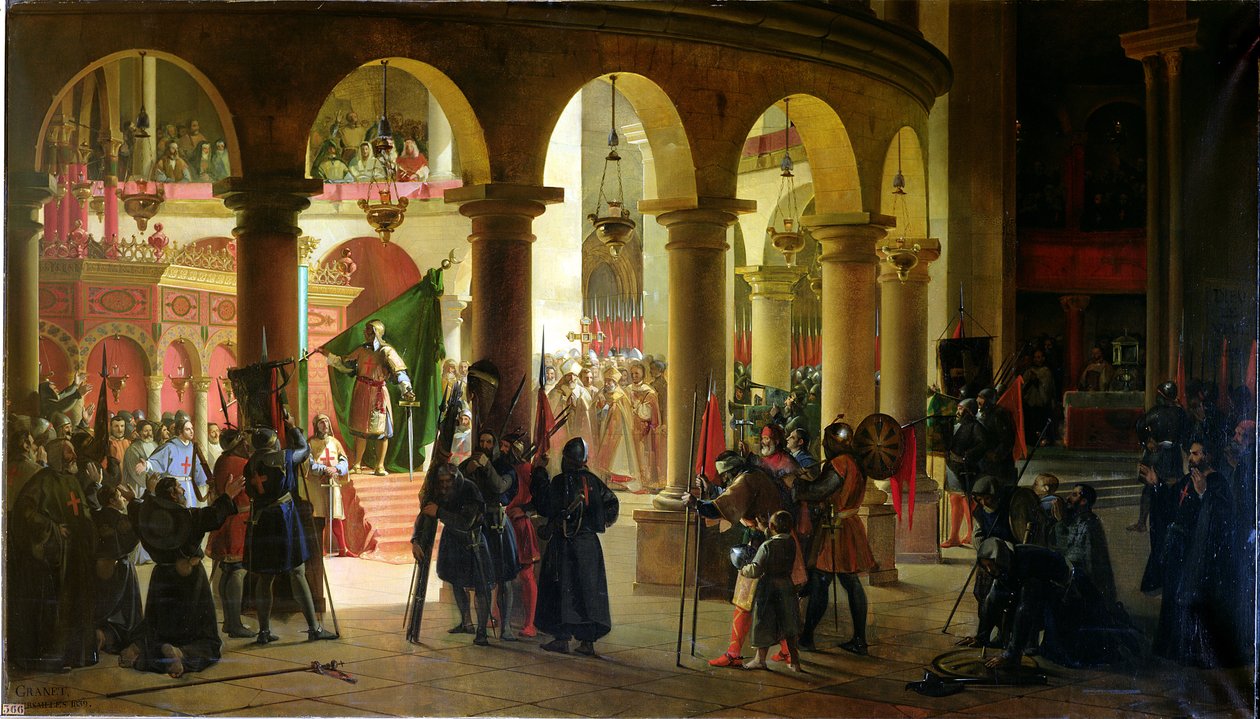 Godfrey of Bouillon (c.1060-1100) Askalon Kupalarını Kutsal Kabir Kilisesine Yerleştirmek, Ağustos 1099, 1839 by Francois Marius Granet