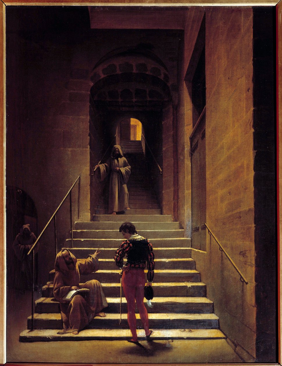 François Marius Granet (1775-1849) 19. yüzyıl Güneşi tarafından yapılan Roma tablosunda bir manastırın iç görünümü. 0,65x0,49 m Pau, Güzel Sanatlar Müzesi by Francois Marius Granet