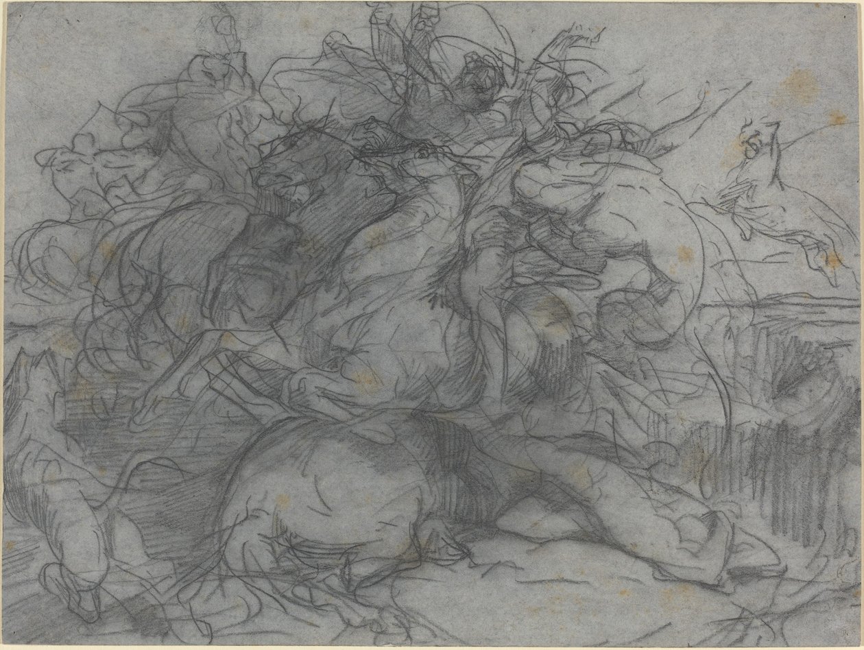 "Sürpriz" Çalışması (Kaplanlar Savaşı) by Francois Nicolas Chifflart