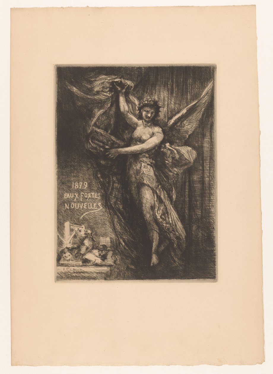 Titelpret drukpers engel koyar 1879 Yeni gravürler (nesne üzerindeki başlık) by Francois Nicolas Chifflart
