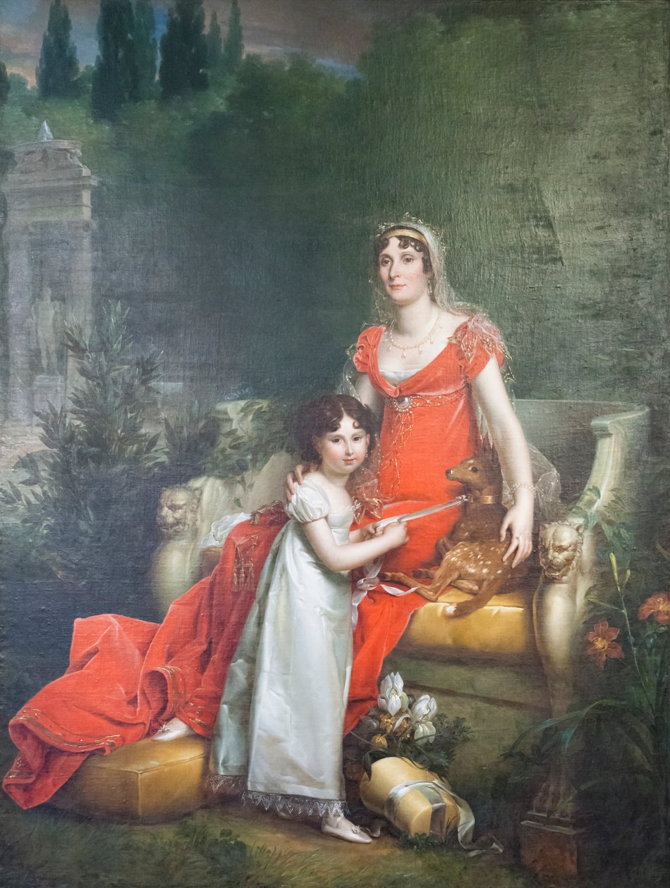 Elisa Bonaparte Baciocchi, kızı Napoleona Elisa ile birlikte by Baron François Pascal Simon Gérard