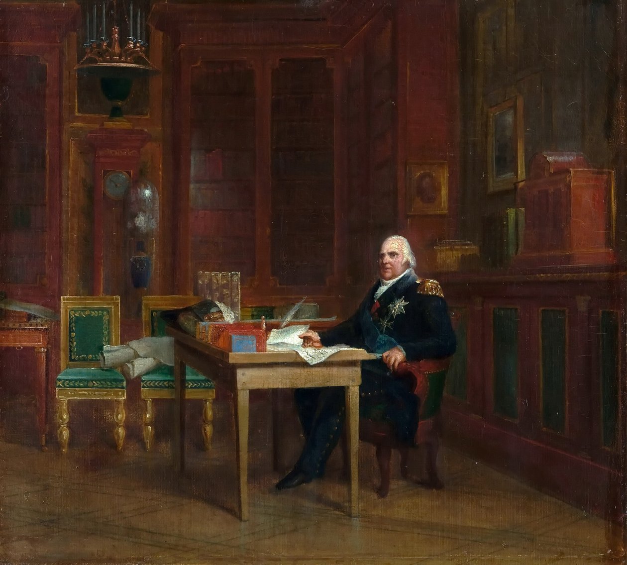 Louis XVIII (1755-1824), Tuileries'deki Çalışmasında (tuileries üzerine yağlıboya) by Francois Pascal Simon Baron Gerard