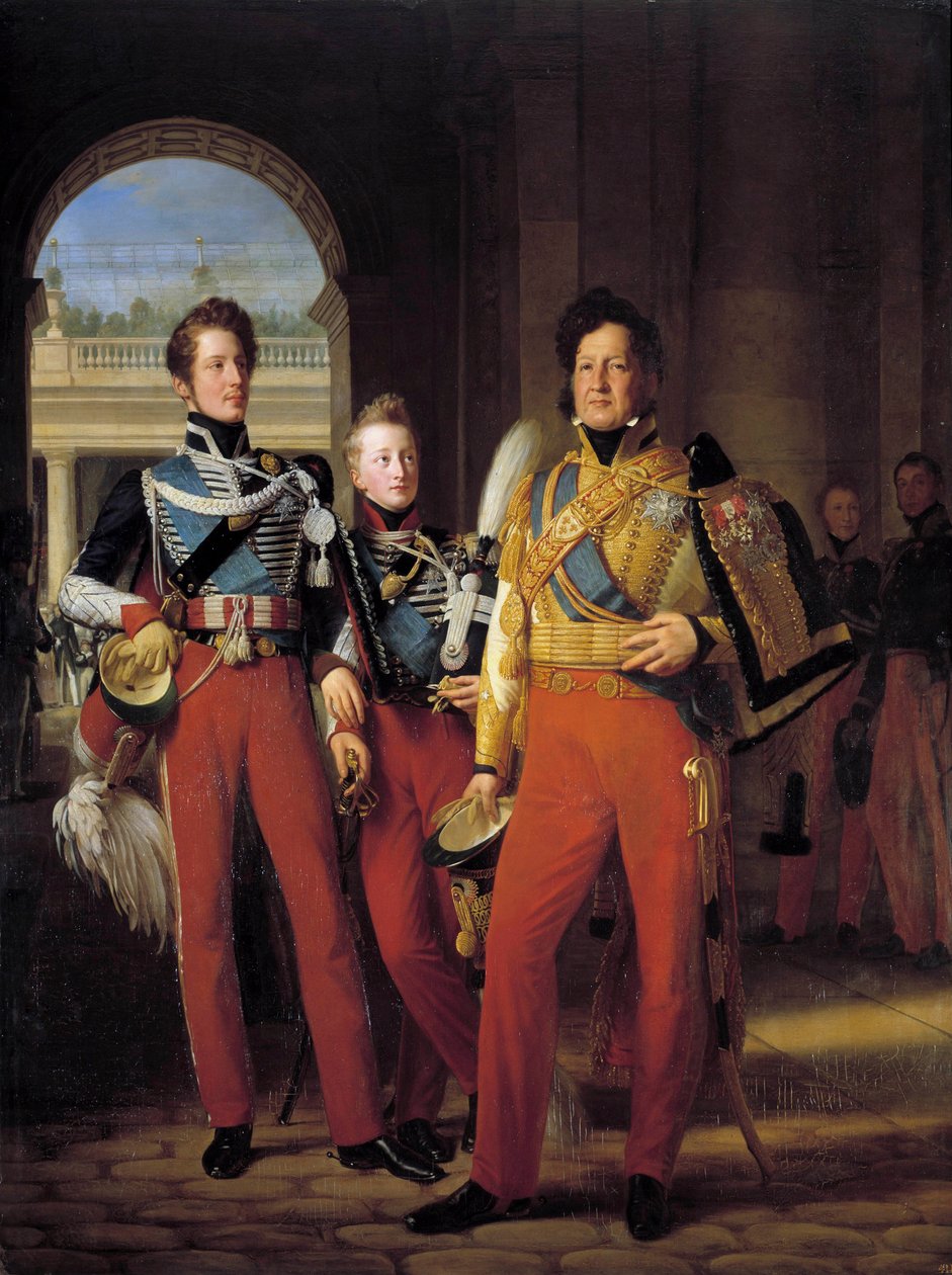 Louis-Philippe I (1773-1850), Hussards Albay-General olarak üniformalı Orleans Dükü ve oğulları: Chartres Dükü ve Nemours Dükü Louis Hersent
