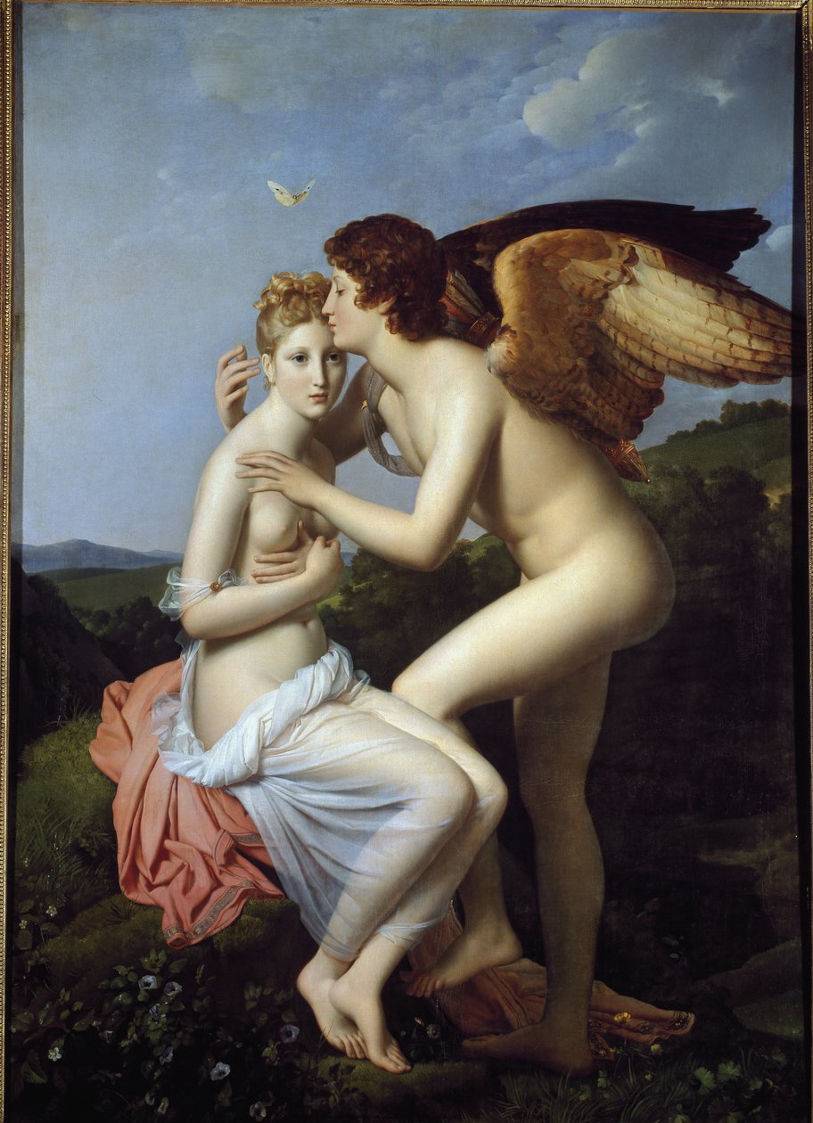 Psyche ve Cupid, aynı zamanda Psyche olarak da adlandırılır, Cupid'in ilk öpücüğünü alır (tuval üzerine yağlı boya by Baron François Pascal Simon Gérard