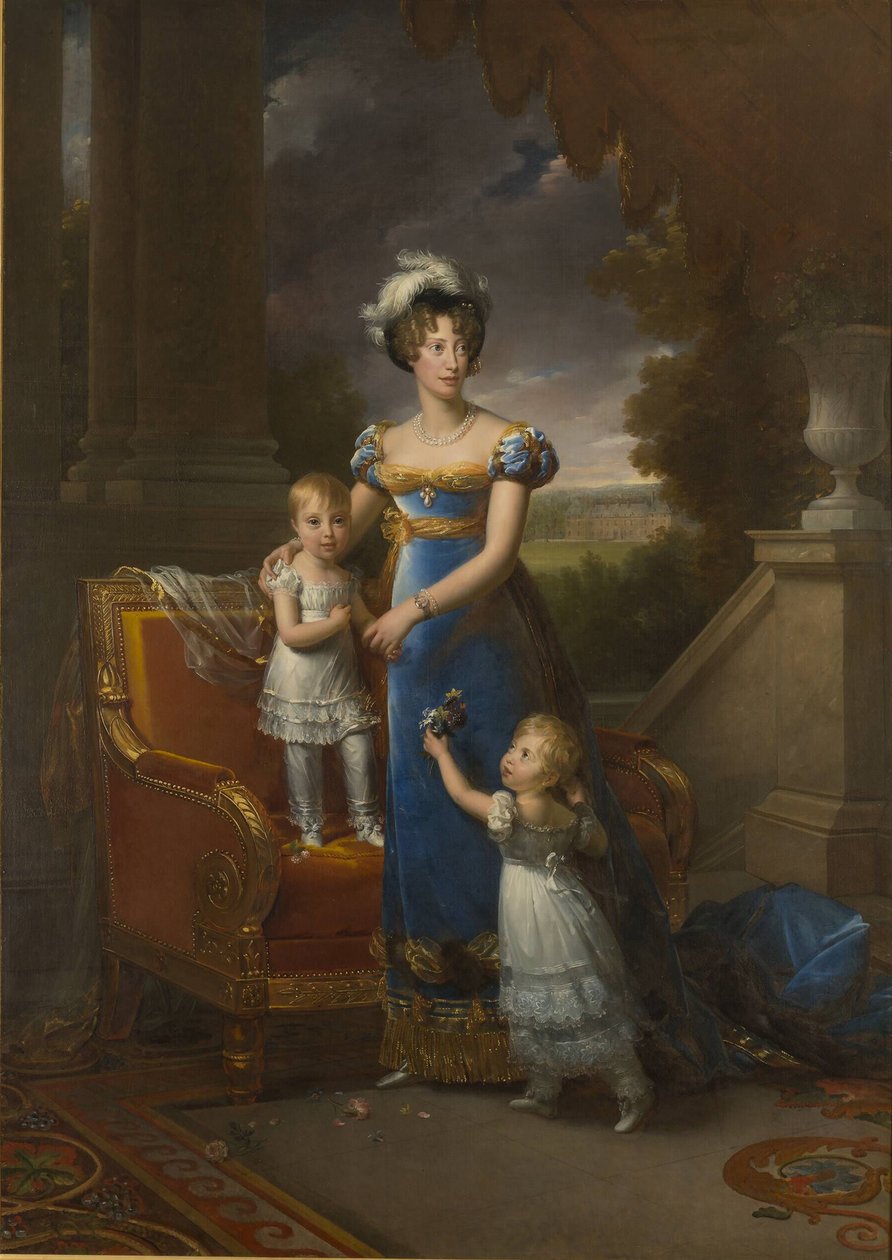 Berry Düşesi, çocukları Louise Marie Thérèse dArtois ve Henri dArtois ile birlikte, 1822 by Francois Pascal Simon Gerard
