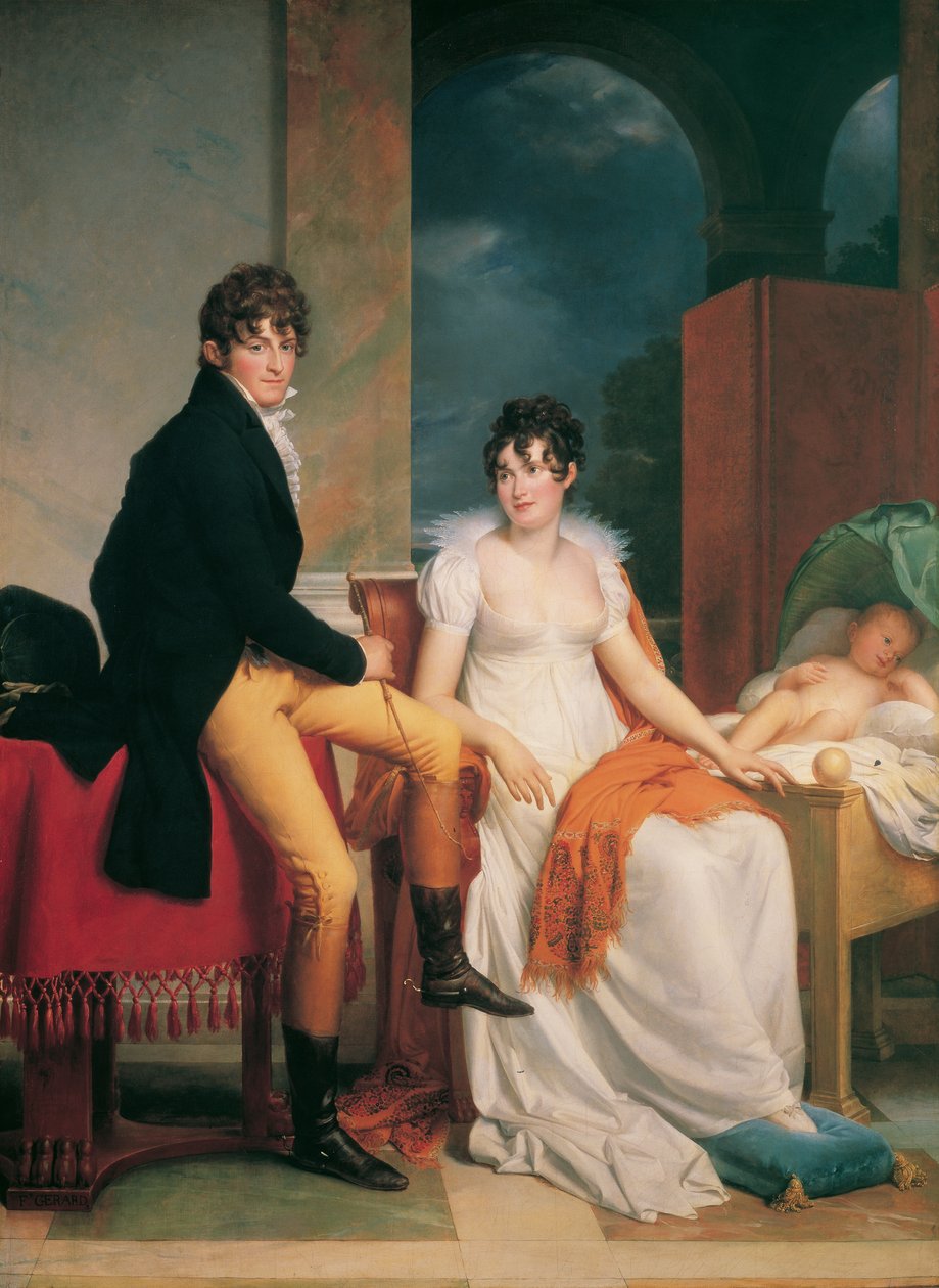 Moritz Christian Reichsgraf von Fries, eşi Maria Theresia Josepha, kızlık soyadı Prenses Hohenlohe-Waldenburg-Schillingsfürst ve oğulları Moritz ile birlikte by Francois Pascal Simon Gerard