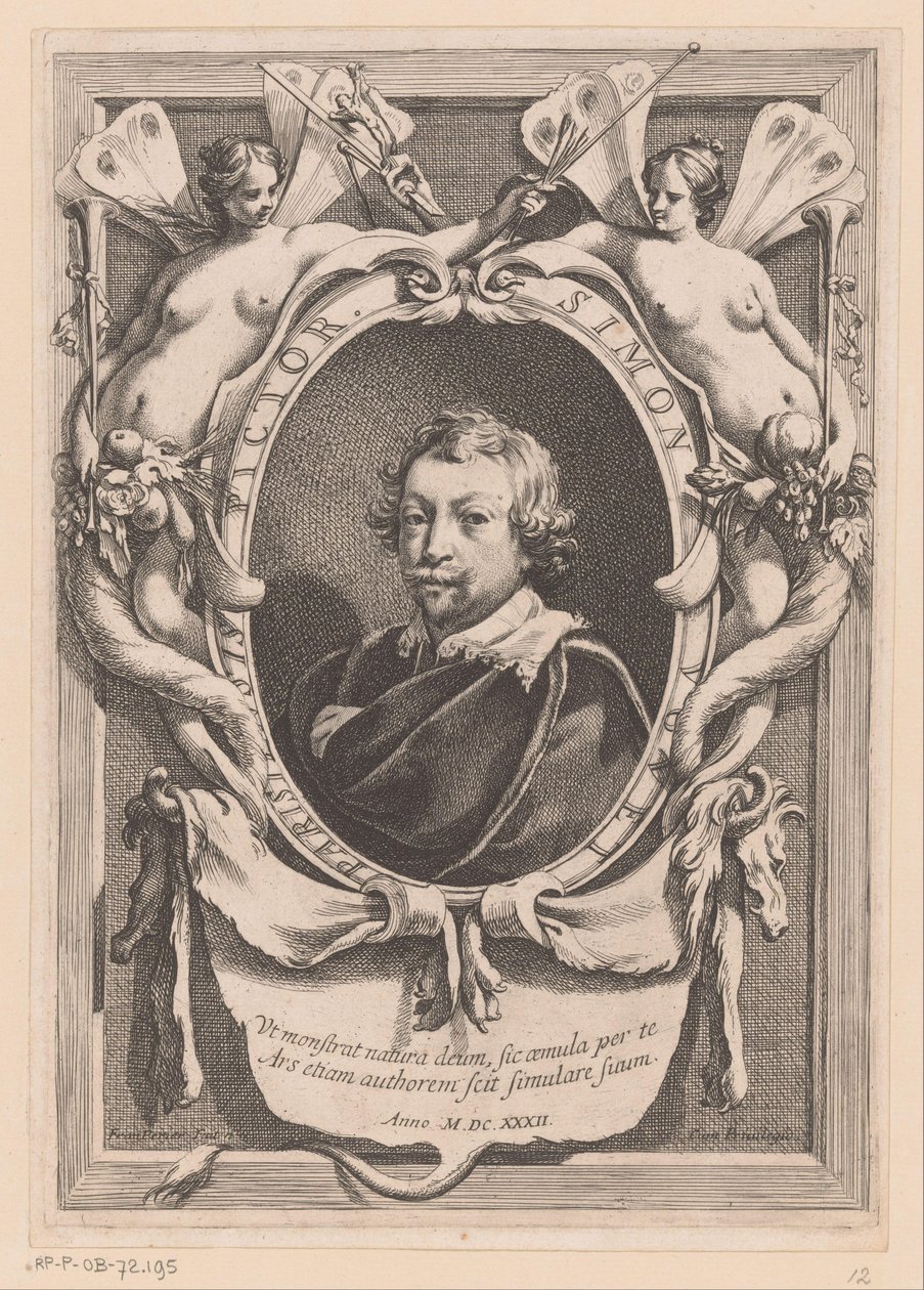 Portret van Simon Vouet Parisli Ressam Simon Vouet (nesne üzerindeki başlık) by Francois Perrier