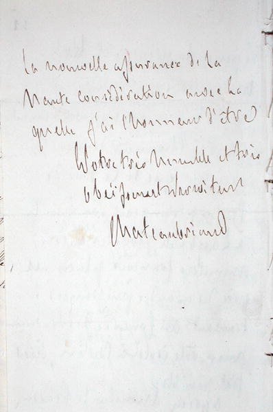 Yazarın imzalı mektubu, Chateaubriand Berlin