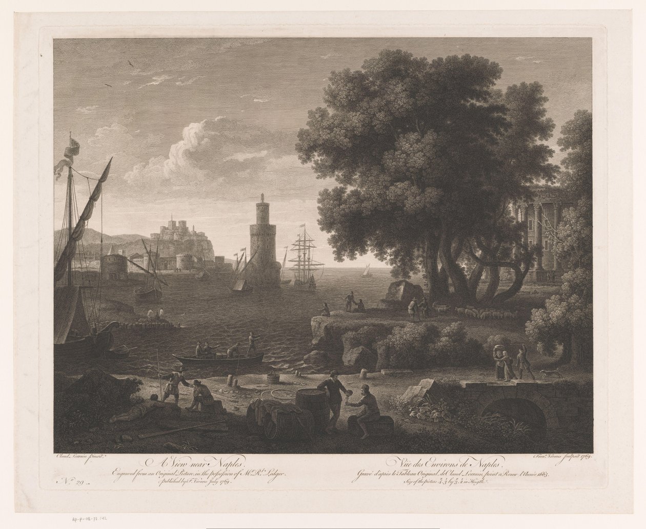 Napoli yakınlarındaki sahil manzarası Napoli yakınlarında bir görünüm / Vüe des Environs de Naples (nesne üzerindeki başlık) by Francois Vivares