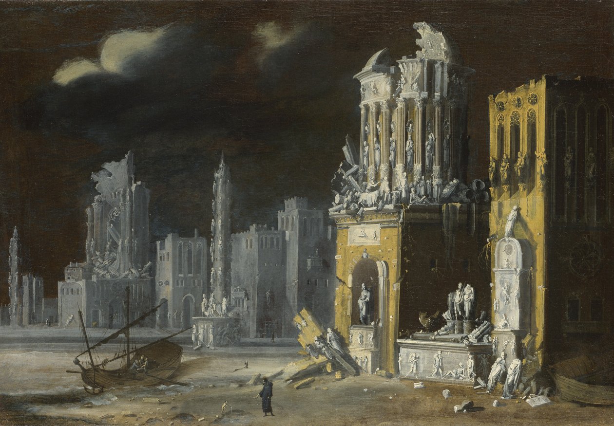 Aziz Augustine ve Çocuk ile Fantastik Harabeler, 1623 by Francois de Nome