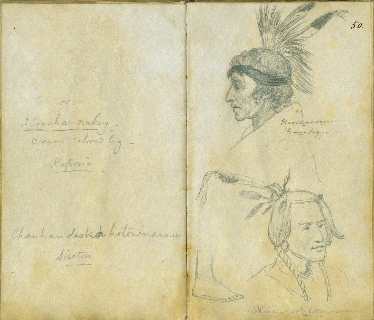 Gri Bacak ve kimliği belirsiz bir Sisseton adamının portreleri, 1851 by Frank Blackwell Mayer