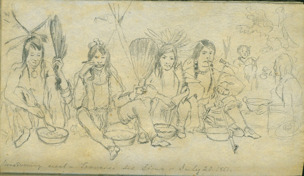 Sioux akşam yemeği, Traverse des Sioux, 20 Temmuz 1851 by Frank Blackwell Mayer