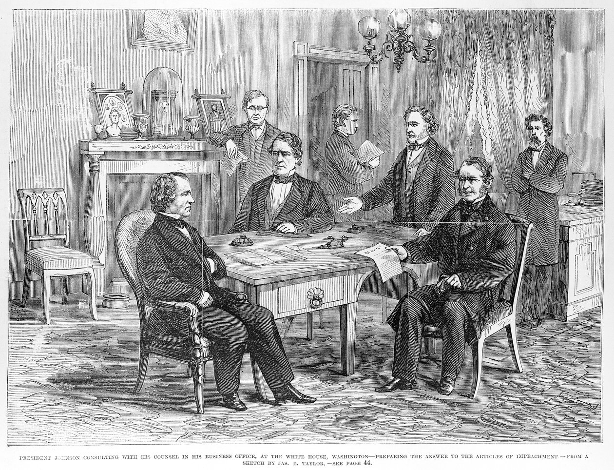Başkan Johnson (1808-75) Danışmanına danışırken, 