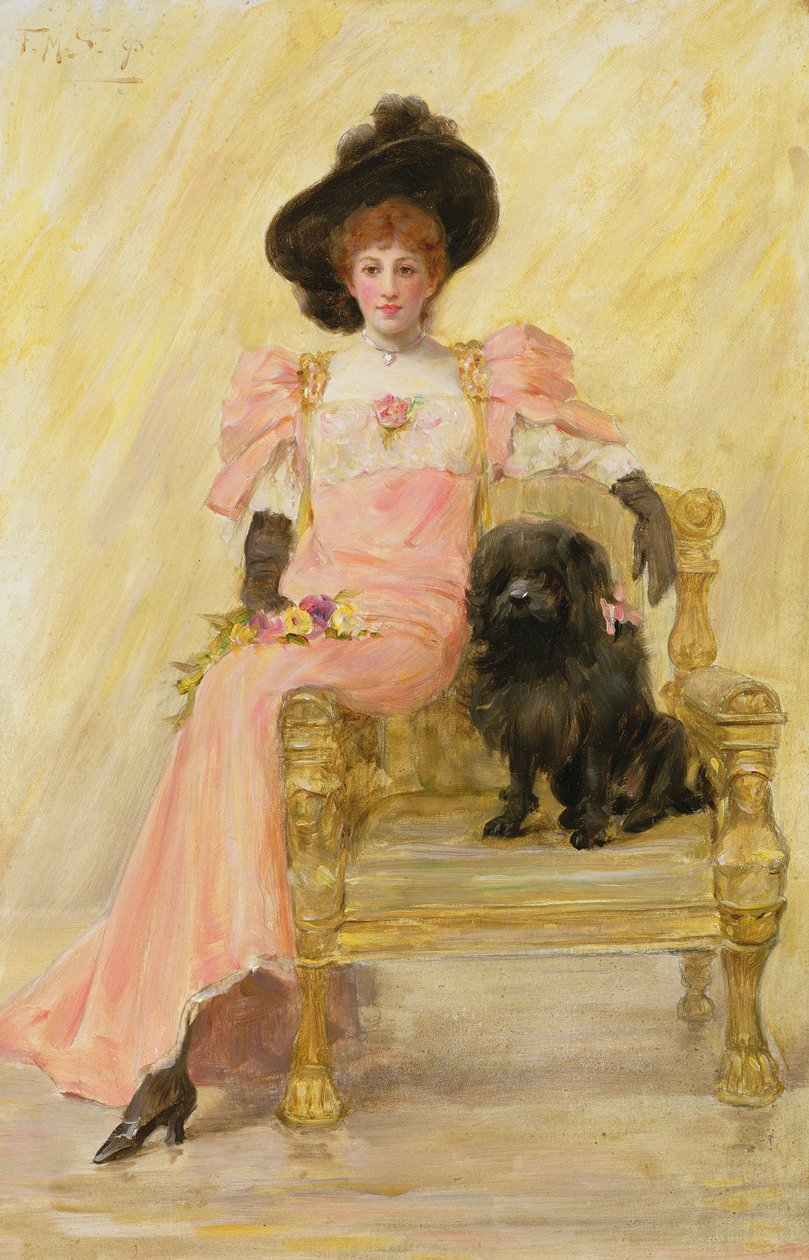 Köpeğiyle Bir Kadının Portresi by Frank Markham Skipworth