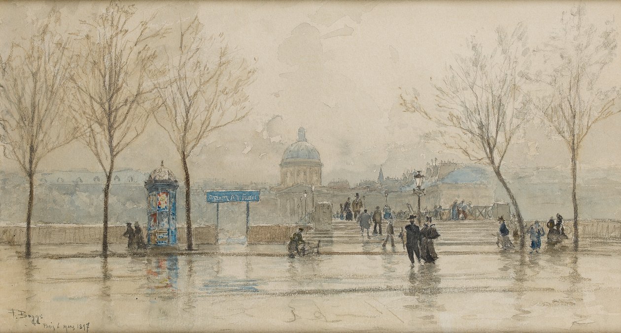 Pont des Arts, Paris, 6 Mart 1897 (kağıt üzerinde wc) by Frank Myers Boggs