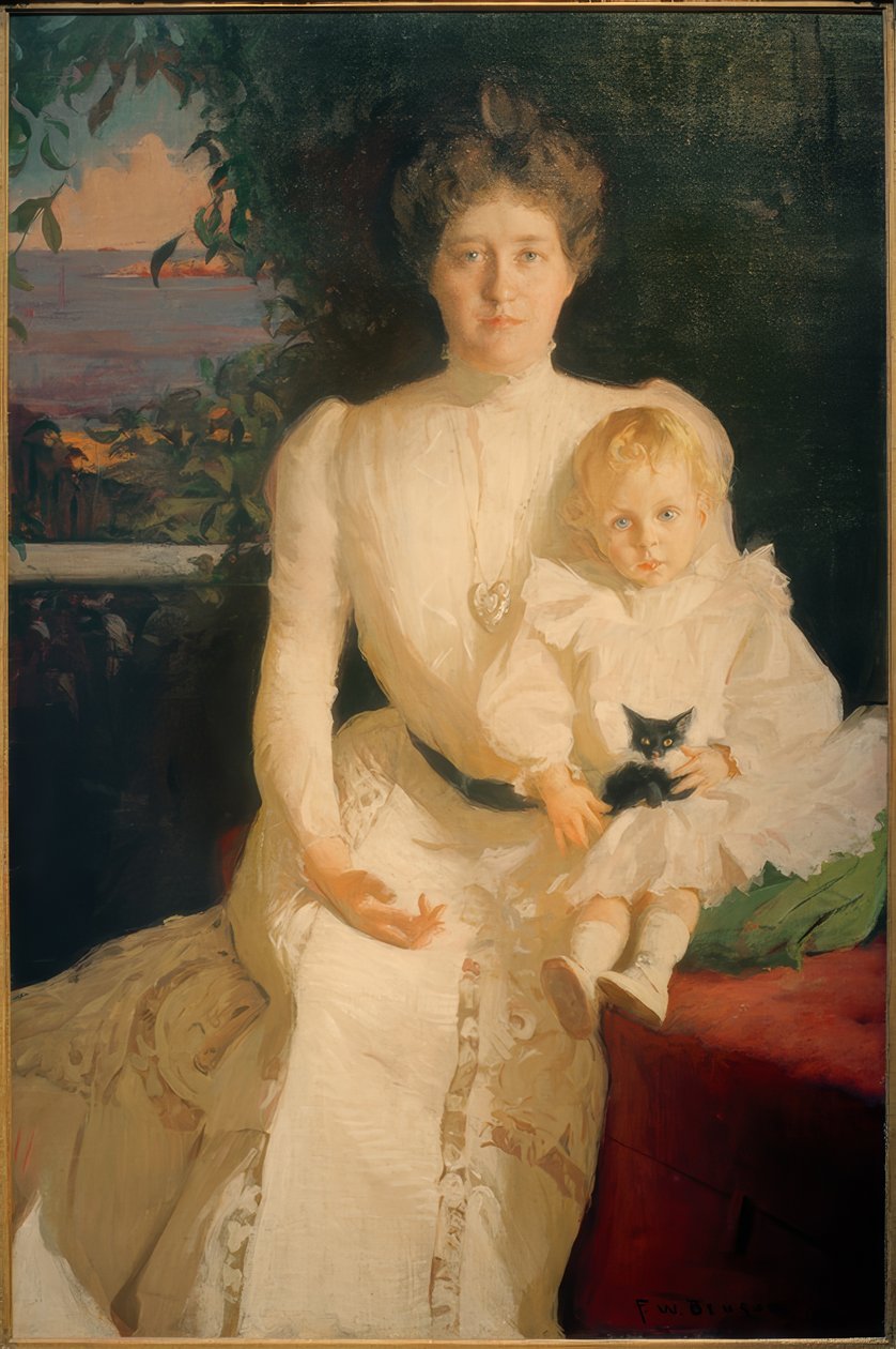 Emma Thaw, oğlu Alexander ile by Frank Weston Benson