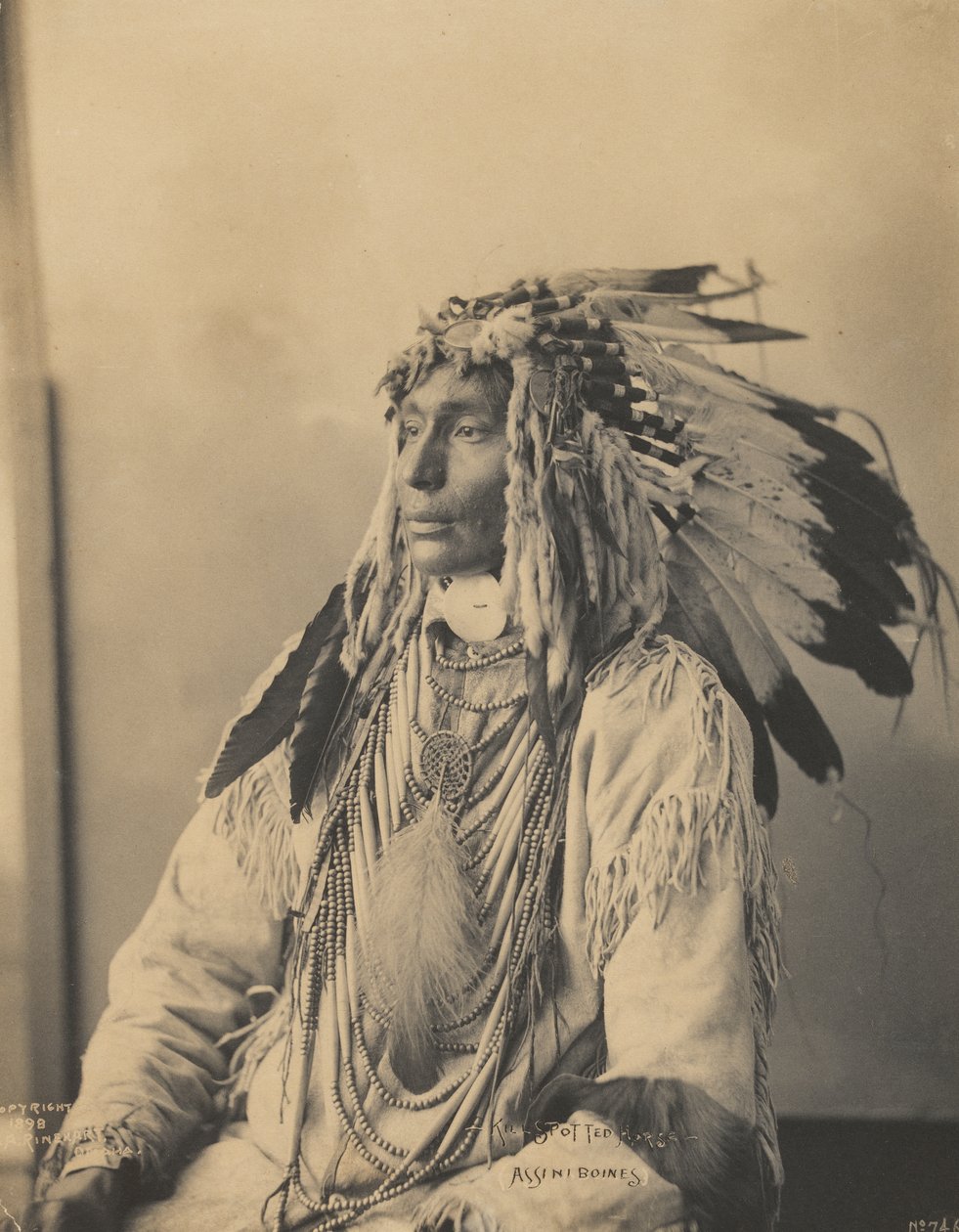 Kill Spotted Horse, Assiniboines, 1898 (platinum palladium print) by Frank Albert Rinehart