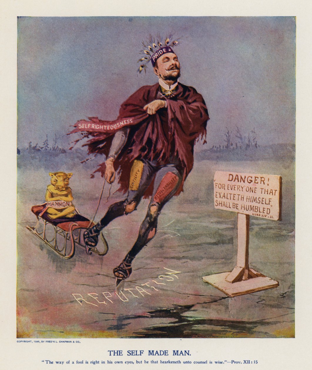 Kendi kendini yaratan adam (renkli lito) by Frank Beard