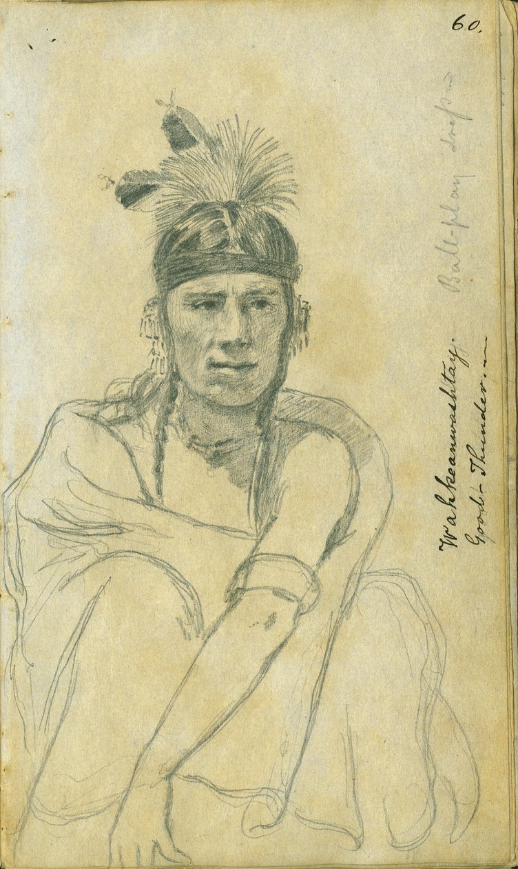 Bir top oyuncusu kostümü içinde Good Thunder portresi, 1851 by Frank Blackwell Mayer