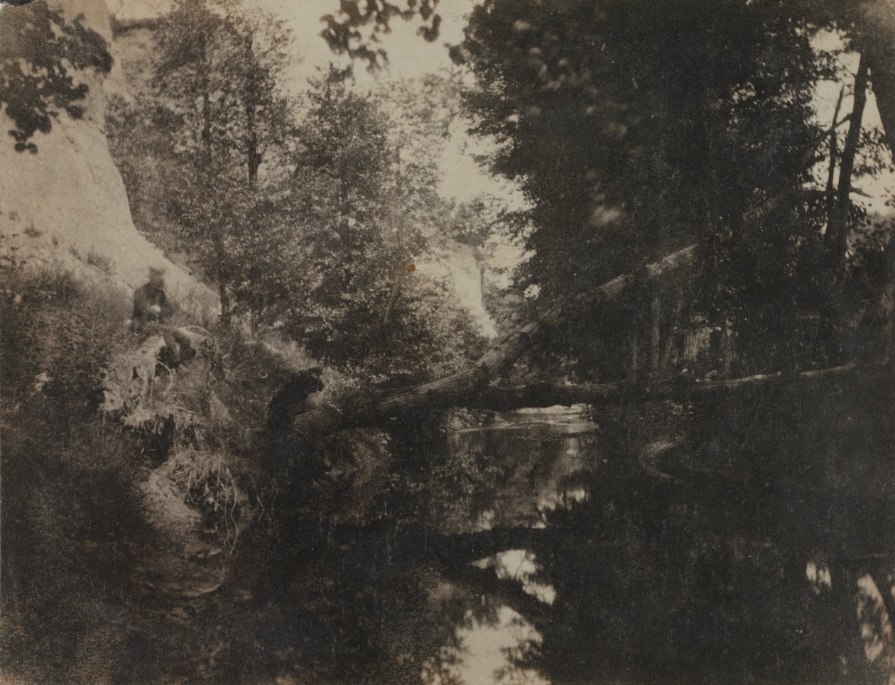 Dere Kıyısında Oturan Figürlü Peyzaj, c. 1856. by Frank Chauvassaignes
