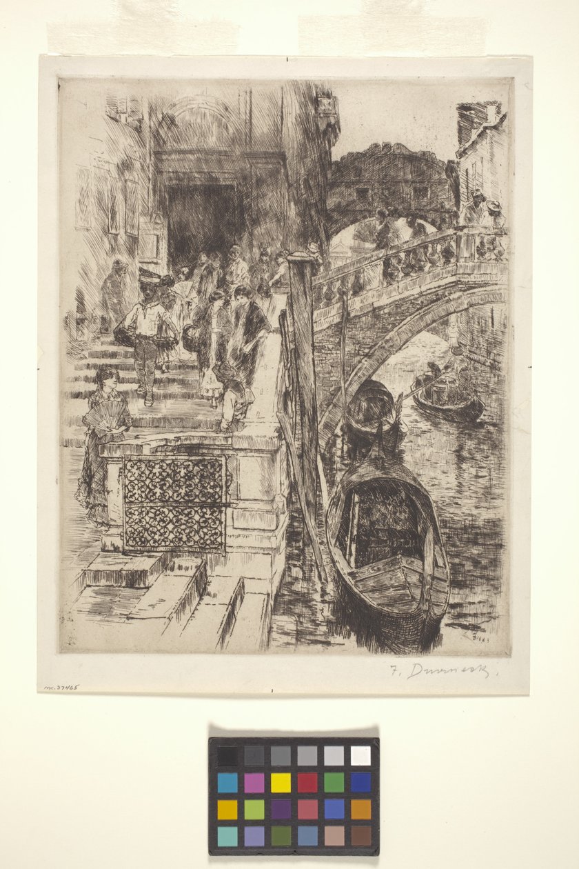 Ahlar Köprüsü, Venedik (Levha 1) (mürekkep) by Frank Duveneck